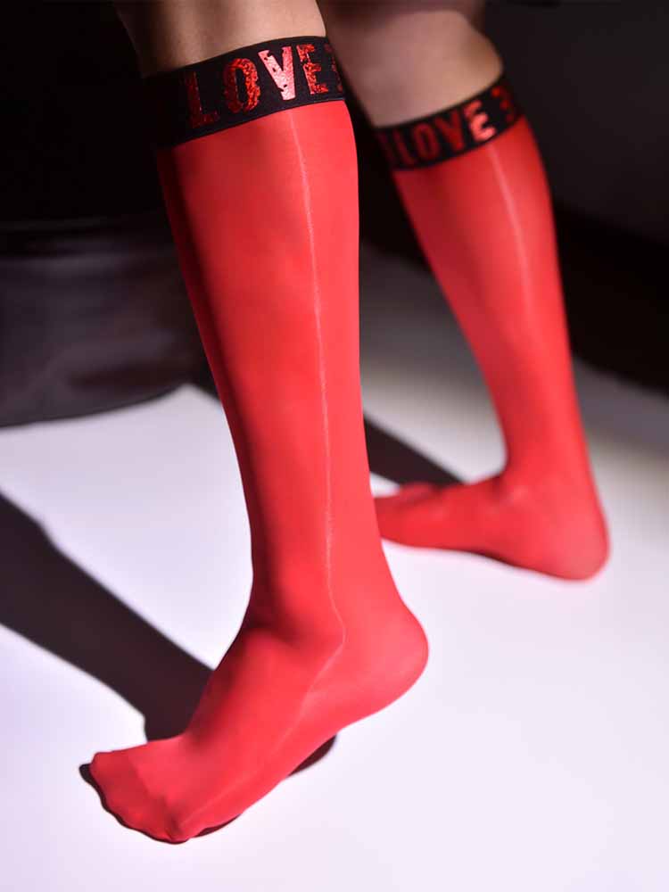 Men's Oiled Foiled Lettered Mid-Calf Socks