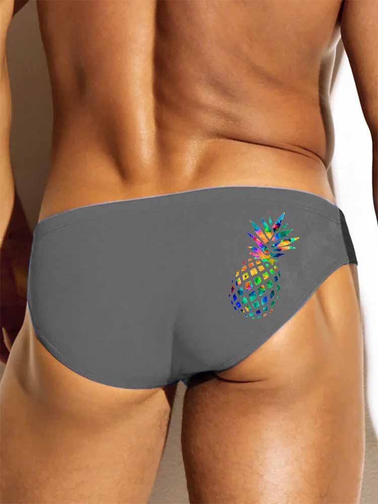 Men's Rainbow Pineapple Print Low Rise Briefs