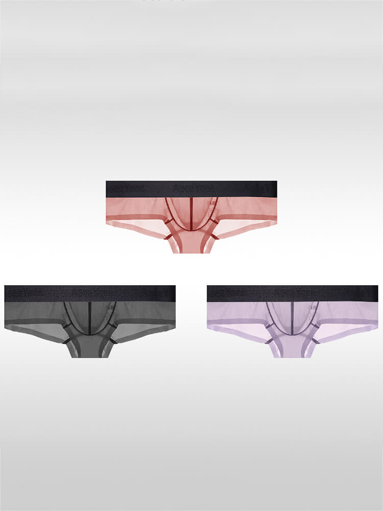 Men's Sexy Low-Rise Stretch Sheer Ice Silk Boxer Briefs