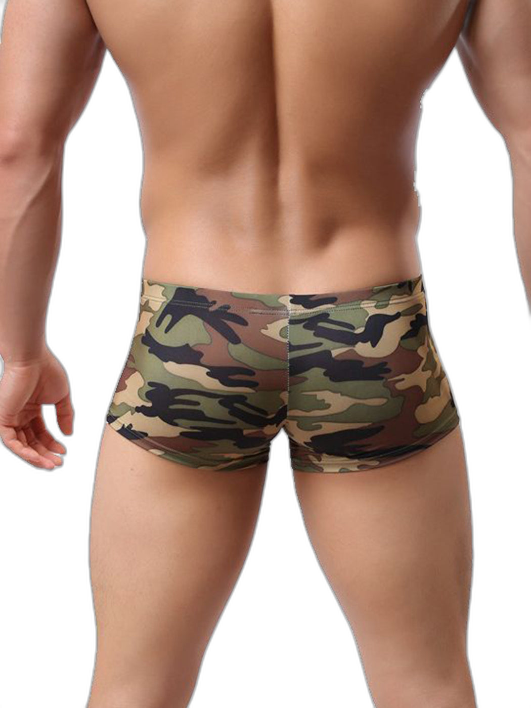 Men’s Camo Print Trunks With U Convex Front Pouch