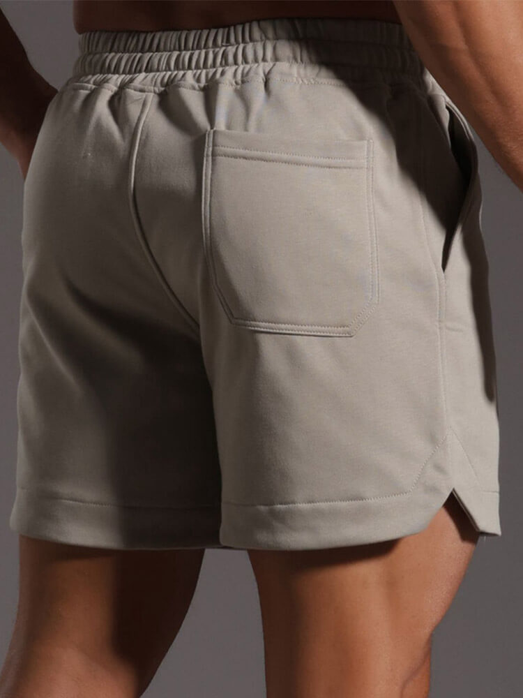 Men's Casual Fitness Running Solid Color Slits Shorts