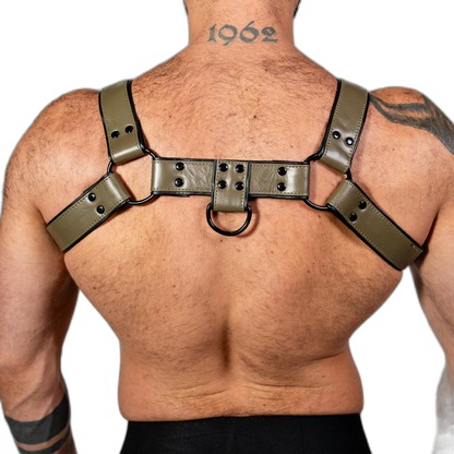 ruff GEAR Bold Leather Bulldog Harness Army