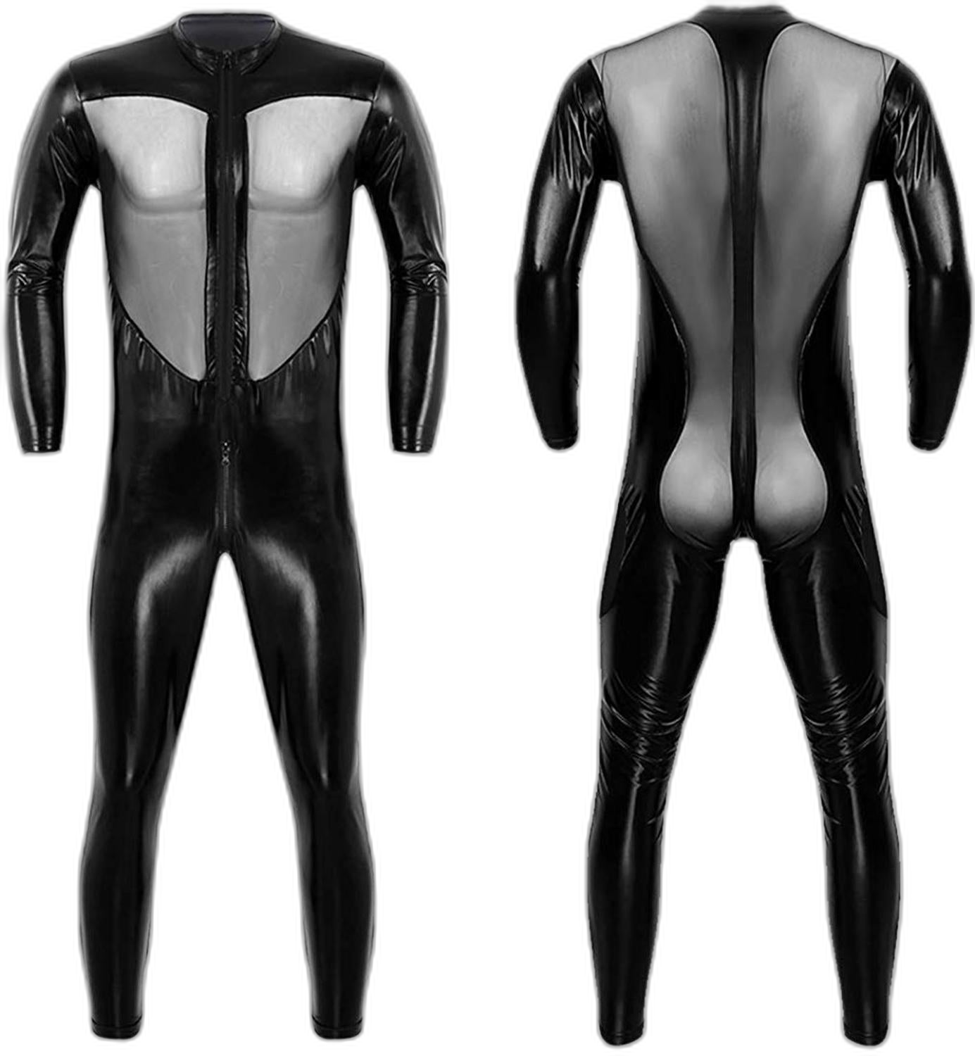 PVC Leather Mesh Kink Bodysuit