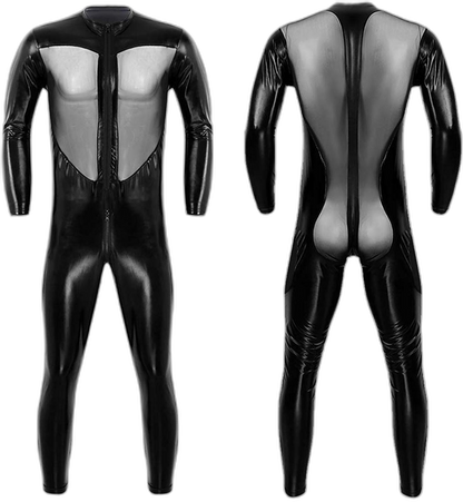 PVC Leather Mesh Kink Bodysuit