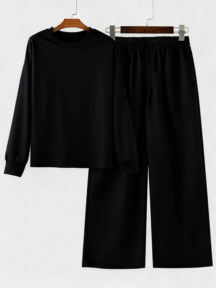 Men's Solid Color Loose Casual Sports 2-Piece Set