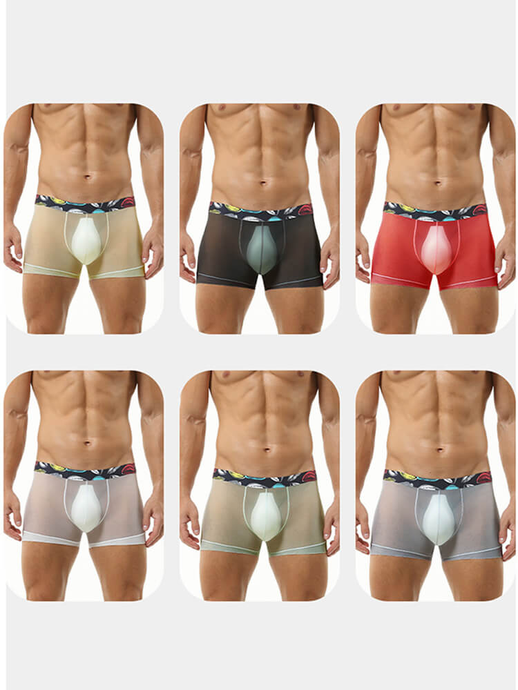 Men's Lightweight Seamless Sheer Ice Silk Boxer Briefs