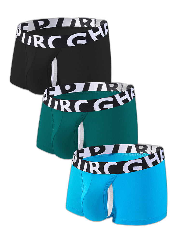 2 Pack Men's Separated Pouch Side Vent Design Trunks