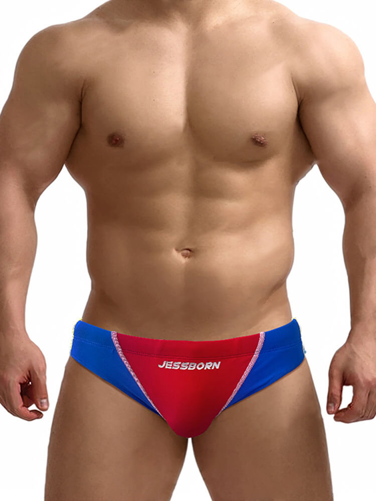 Men's Fashion Color-Blocked Low-Rise Swim Briefs