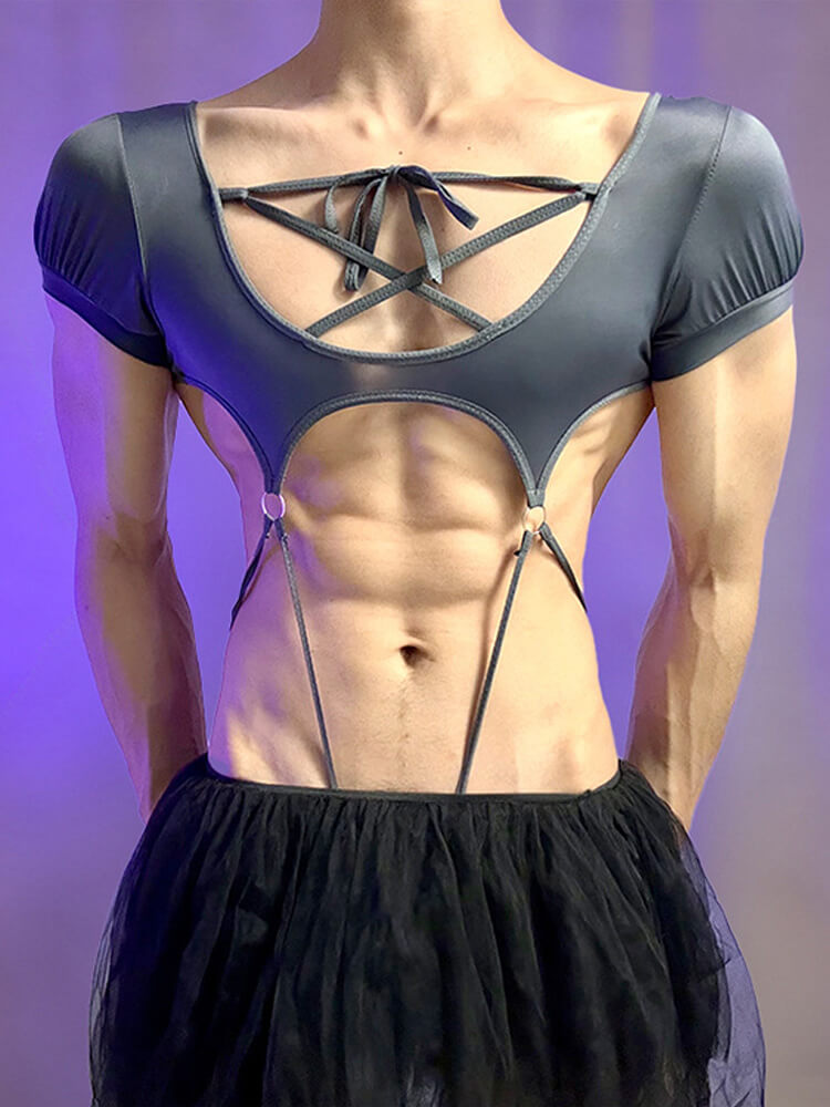 Men's Sexy Open-Crotch Bodysuit Bunny Boy Uniform Set