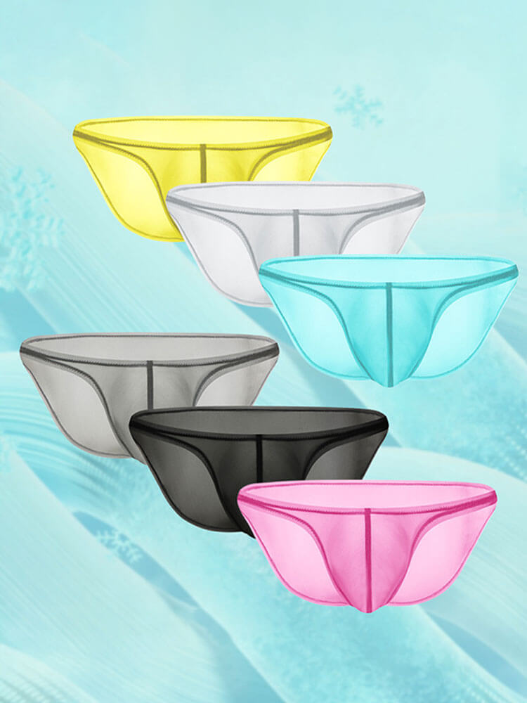 Men's Sheer Solid Color U-Pouch Thin Briefs