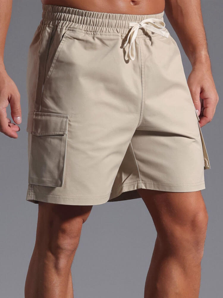 Men's Casual Drawstring Cotton Cargo Shorts
