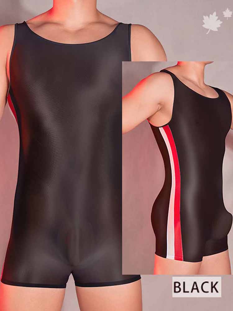 Men's Side Striped Thin Sleeveless Bodysuit