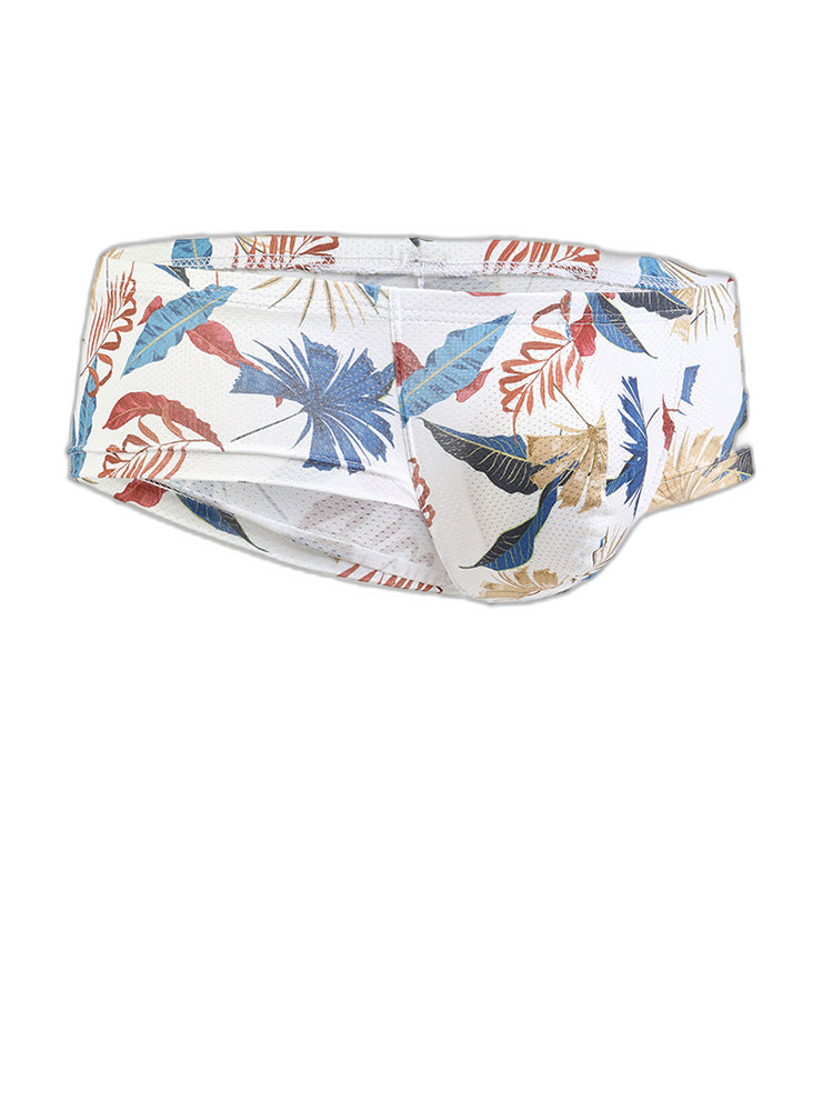 Men's Sexy Botanical Printed Mesh Underwear