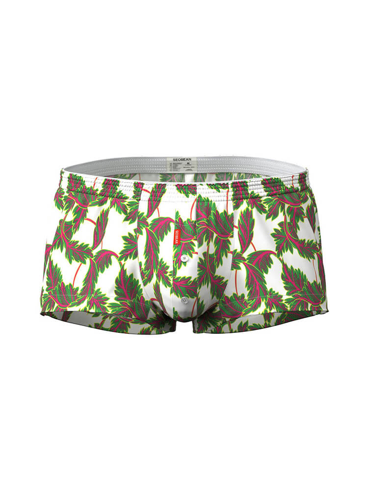 Men's Botanical Print Button-Fly Boxer Briefs