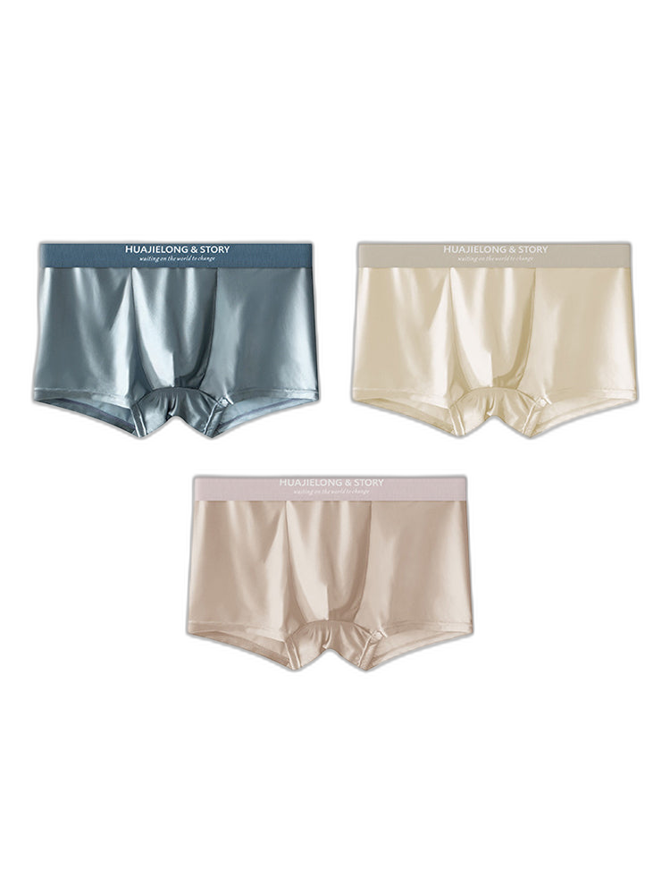 3 Pack Men's Solid-Color Breathable Trunks