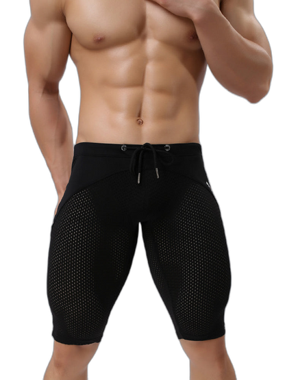 Men’s Athletic Compression Tight Shorts with Drawstring