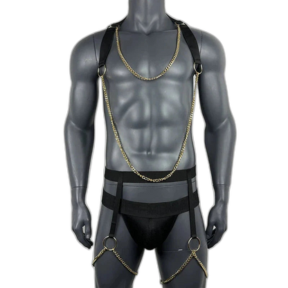 Full Body Elastic Harness with Chains & Jockstrap