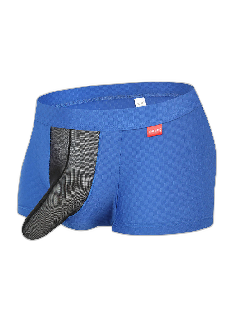 Men's Low-Rise Mesh Trunks – Breathable Nylon with 3D Pouch Support