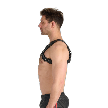 Prowler RED Leather Bull Harness With Metal Fittings Black