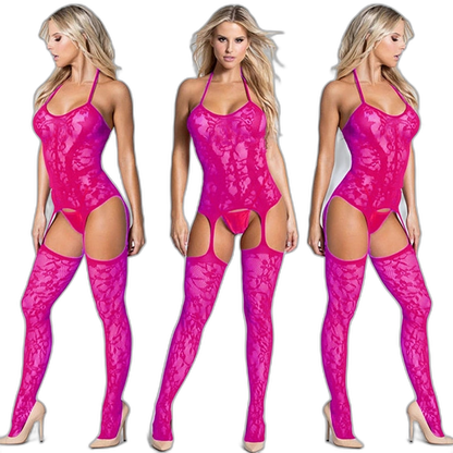 Front And Rear Cutout Mesh Bodysuit Lingerie