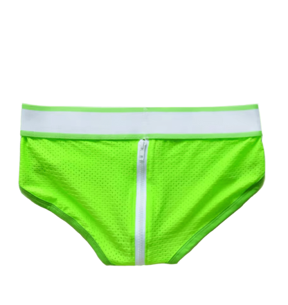 Dog & Master Mesh Zipper Bum Briefs Green