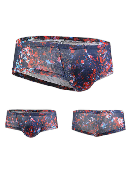 Men's Sexy Botanical Printed Mesh Underwear