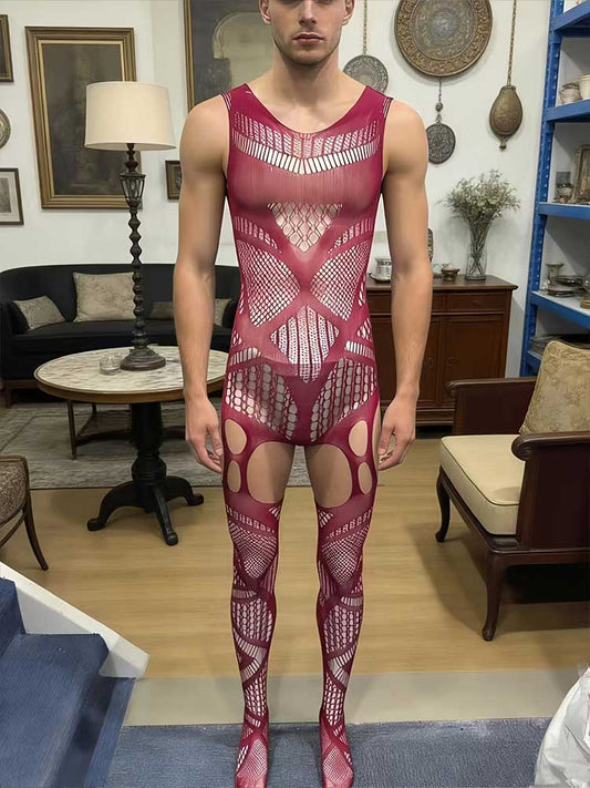 Sexy Cutout Tight Sleeveless See-Through Bodysuit