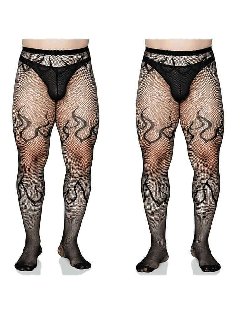 Men's Sexy Stretch Fishnet Jacquard Pantyhose