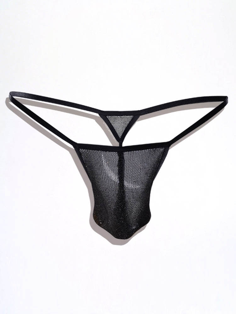 Men's Sexy See-Through Metallic Low-Rise Thong