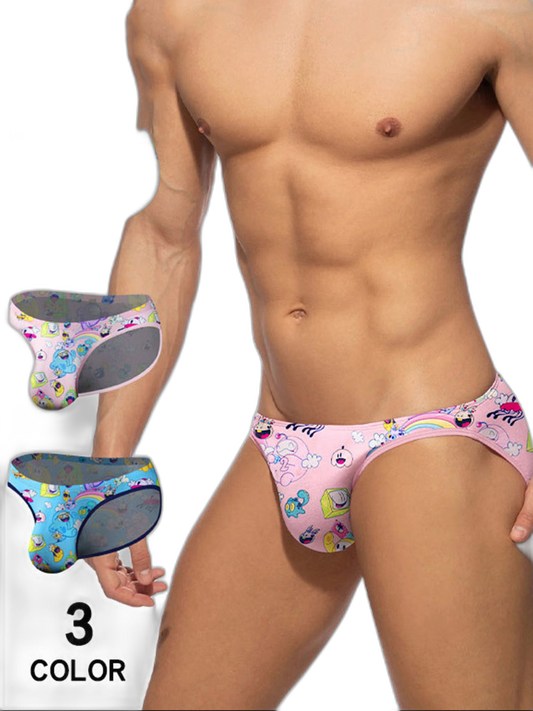 2-pack Men's Breathable Sports Cartoon Print Bikini