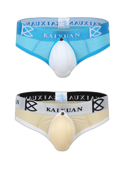 2 Pack Men's Breathable Mesh Removable U-Shaped Pocket Thongs
