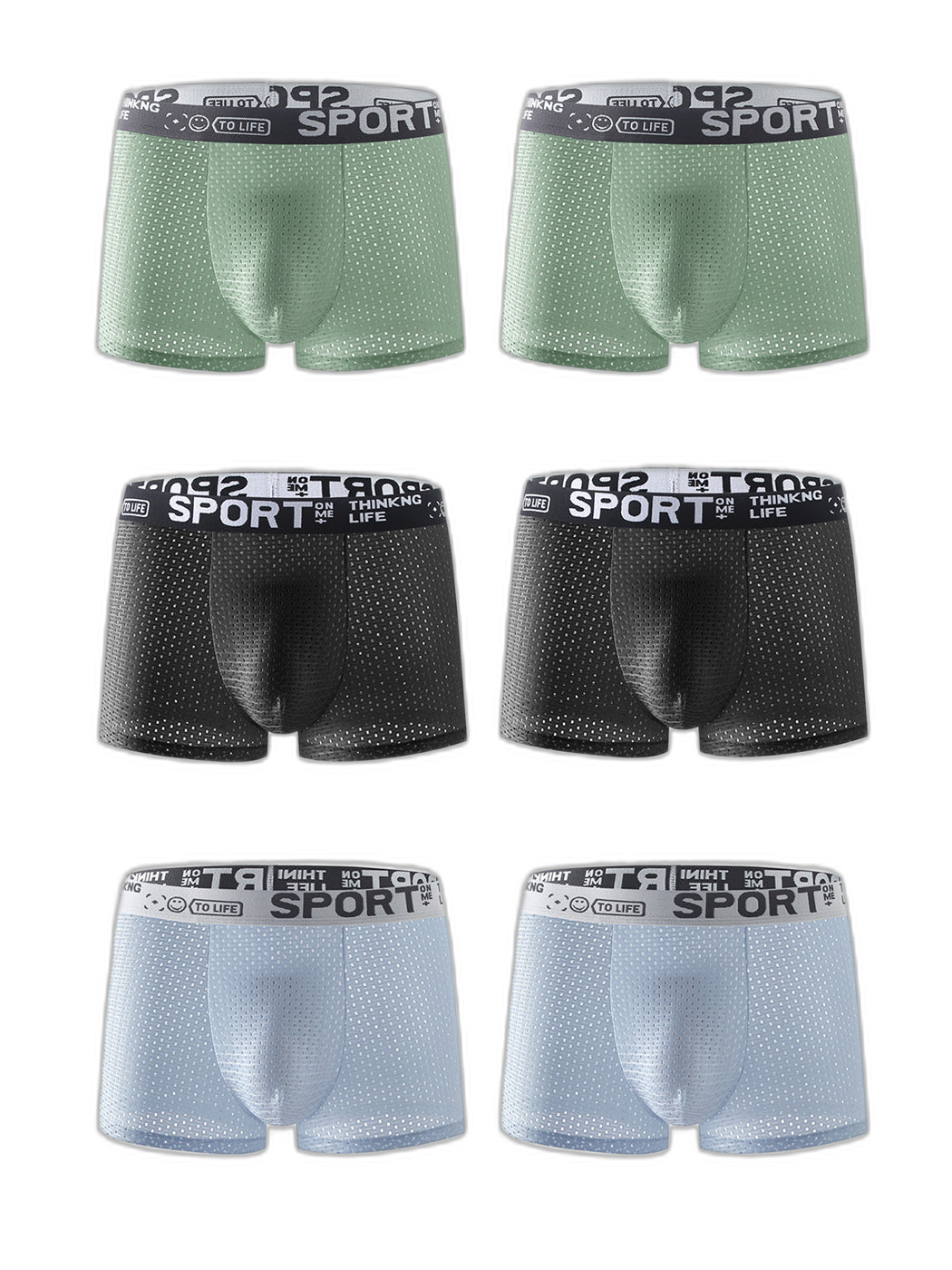 6 Pack Men’s Contour Pouch Mesh Trunks