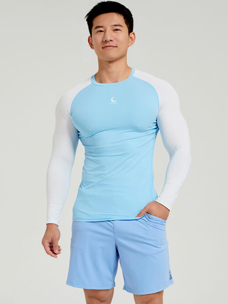 Men's Slim Color-Blocked Top Shorts 2-Piece Set