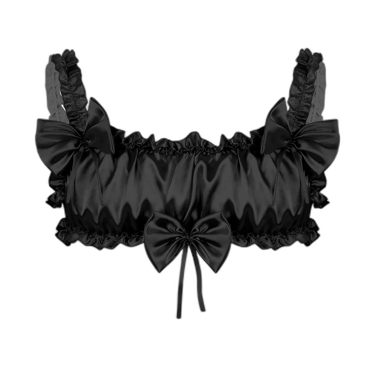 Androgynous Ruffled Satin Crop Top Lingerie