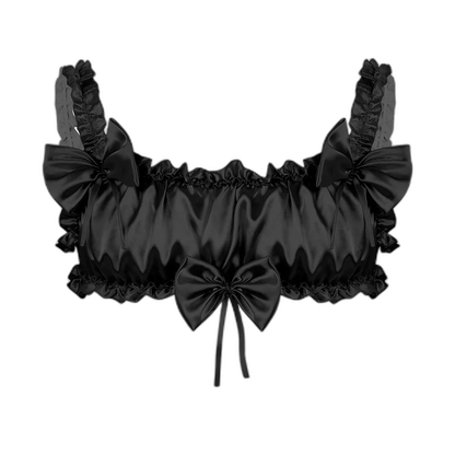 Androgynous Ruffled Satin Crop Top Lingerie