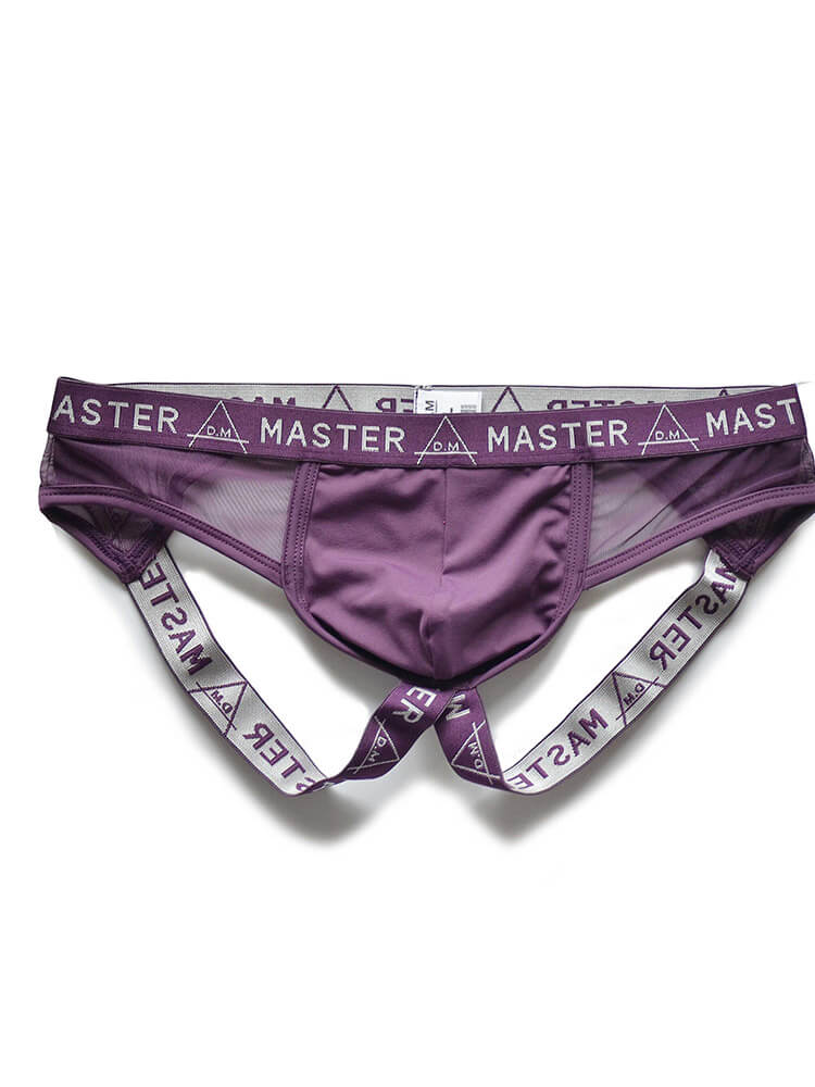 D.M Men's Letters Pattern Low-Rise Jockstrap