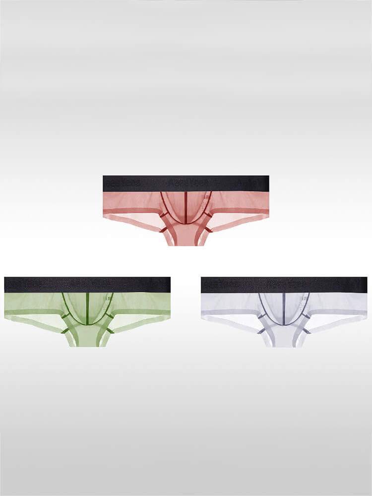 Men's Sexy Low-Rise Stretch Sheer Ice Silk Boxer Briefs