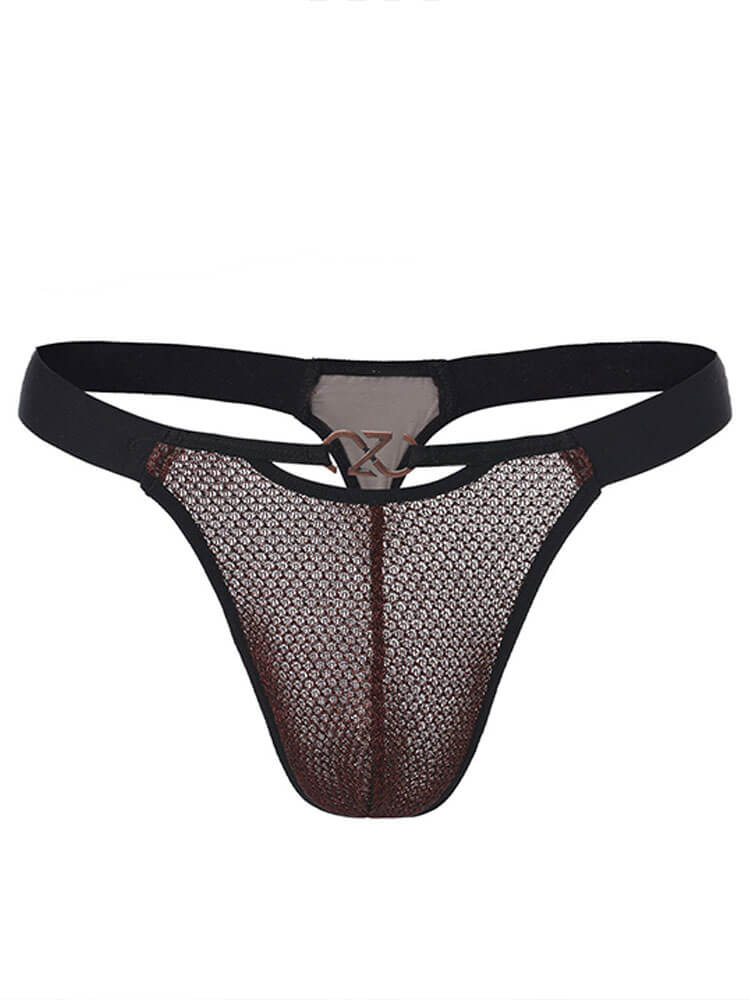 Men's Sexy Metallic Mesh Pouch Viscose Thong