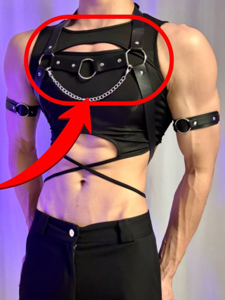 Men's Restraint Vest Straps And Armbands Set