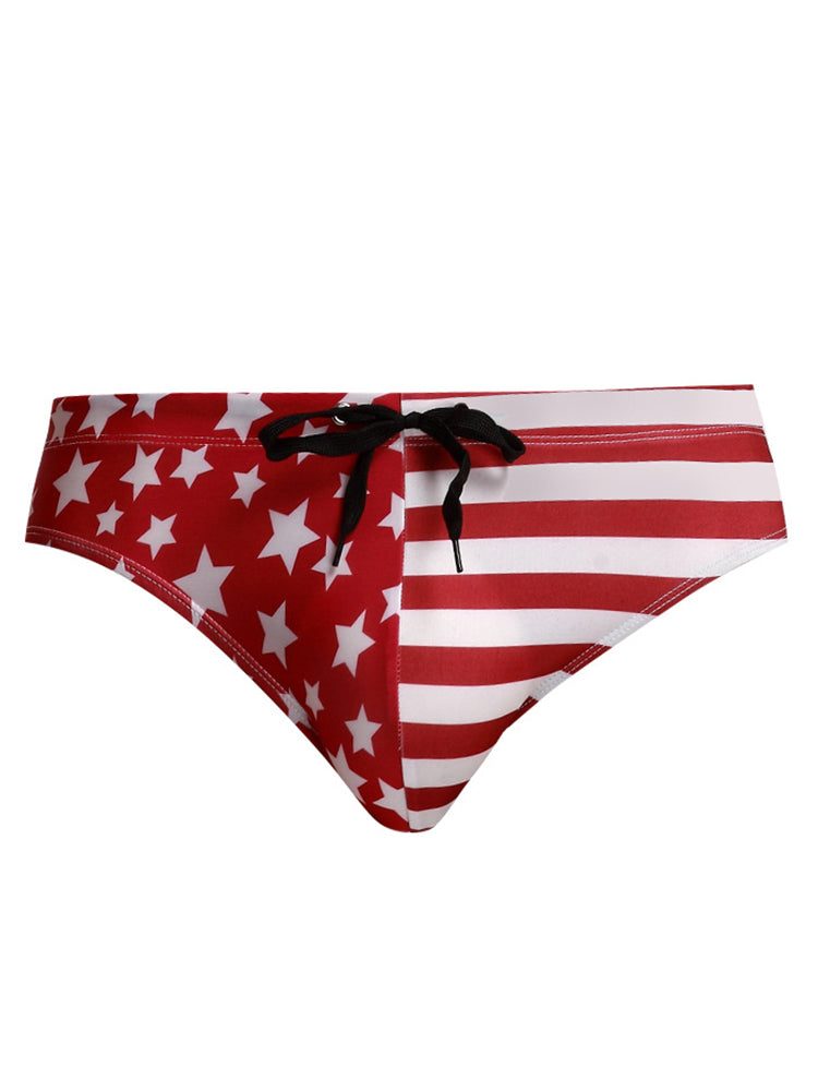 Men's American Flag Print Swim Briefs