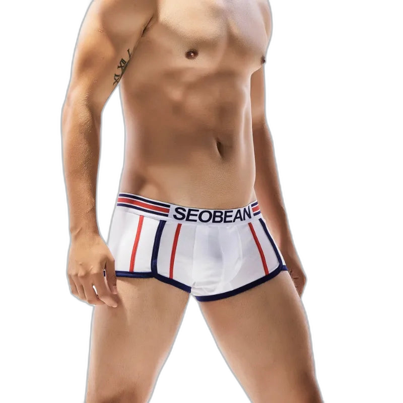 SEOBEAN Racing Stripes Low Rise Boxer Briefs