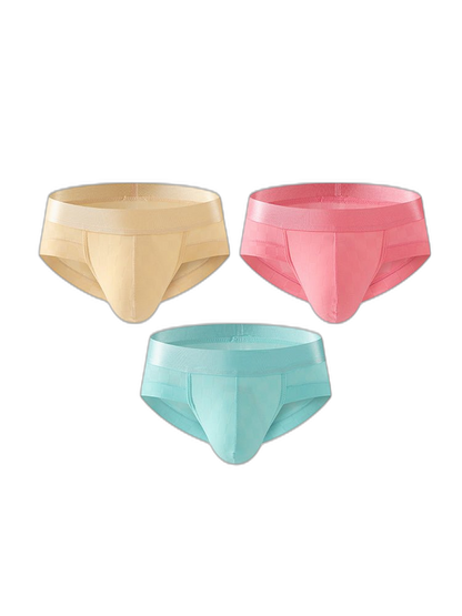 3 Pack Men's Cooling Silktech Briefs - U-Pouch Design & Checkered Antibacterial Lining