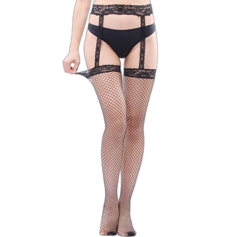 Lace Thigh High Stockings + Suspender Garter Belt