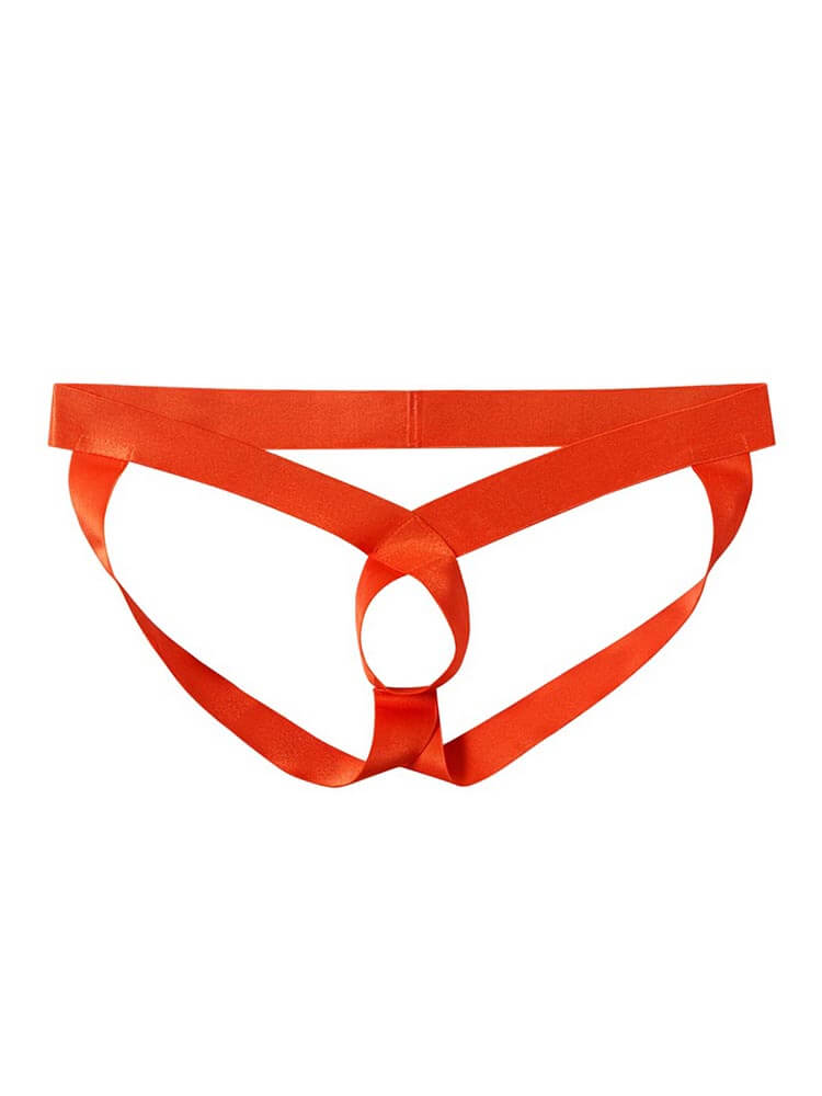 Men's Sexy Solid Color Hollow Loops Double Thong