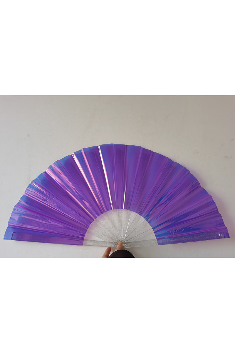 Disco PVC Iridescent Laser Transparent Plastic Folding Fan