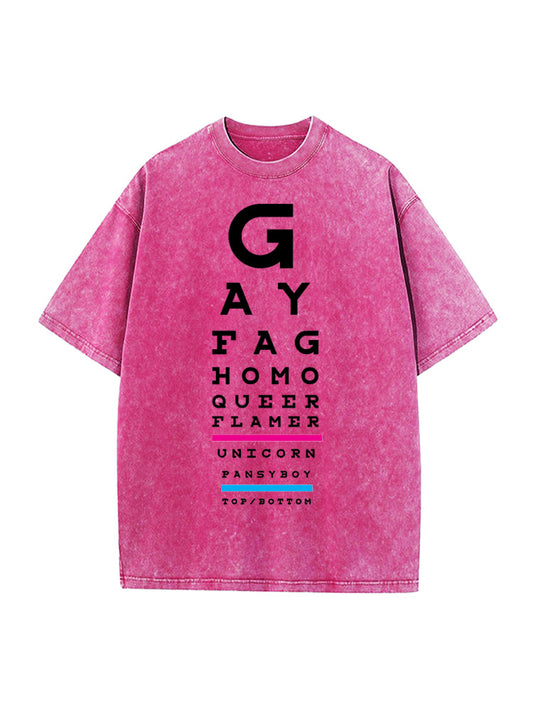 Gay Eye Chart Vintage Washed Cotton T-Shirt