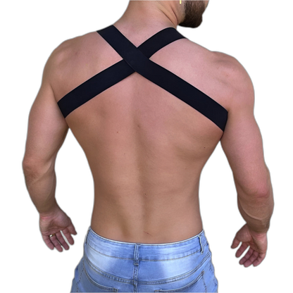 Elastic Chest Harness with Gold Chains