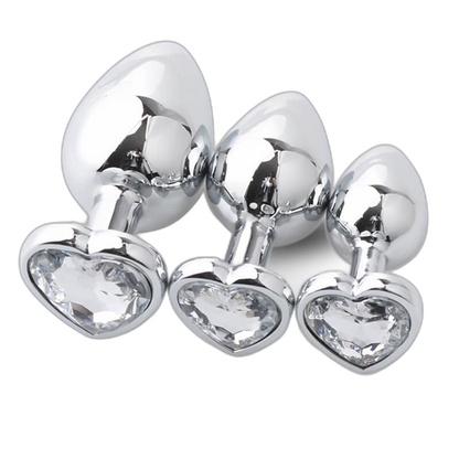 Heart Metal Anal Plug Set - Training Kit