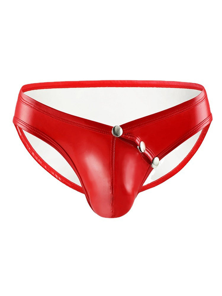 Faux Leather Sexy U Convex Briefs