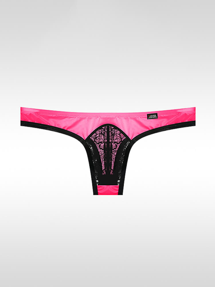  Men's Sexy Ultra-Thin Ice Silk Lace Low-Rise Thong